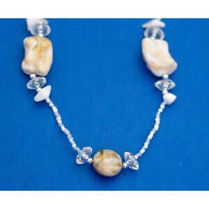 34", Beaded Beaded Bohemian Clear Beads Beach Necklace - D9